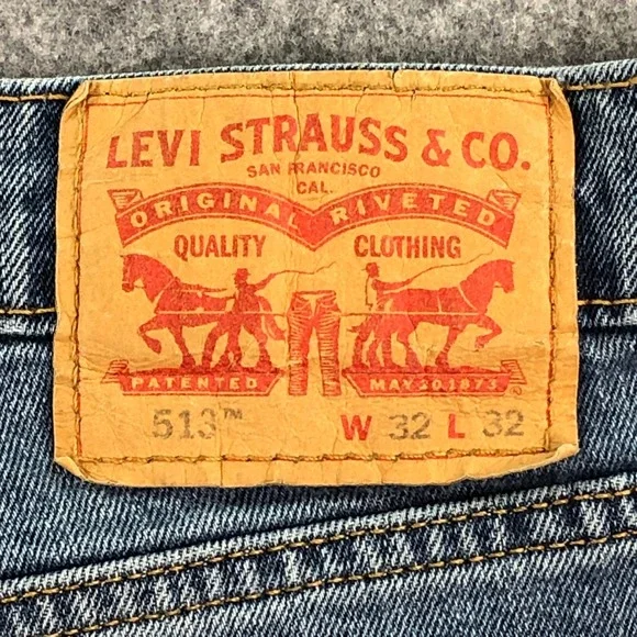 Levis 513 Mens 32x32 Blue Medium Wash Stretch Slim Straight Jeans - Picture 3 of 16